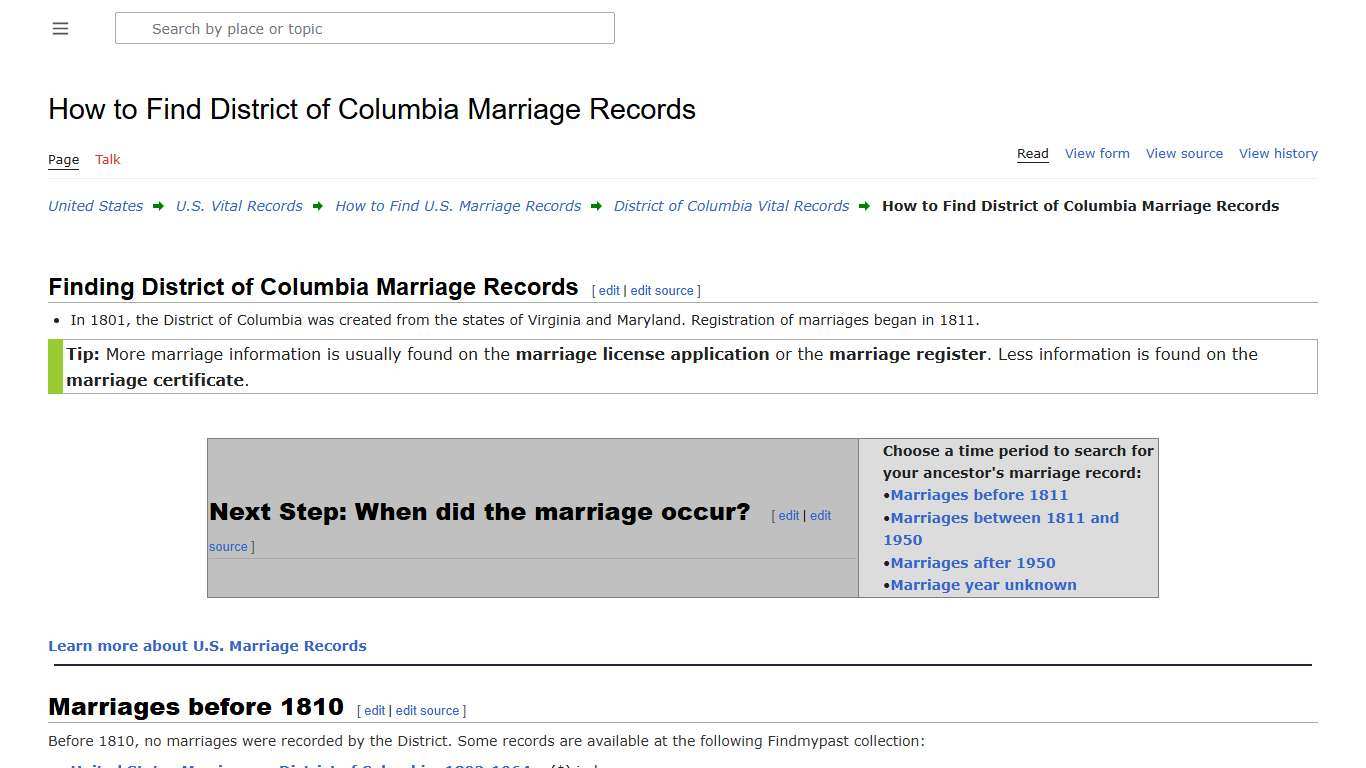 How to Find District of Columbia Marriage Records • FamilySearch